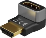 Goobay HDMI Angled Adapter 90&deg; Vertical, 8K at 60 Hz, Gold-Plated, Black/Silver | 72009