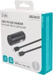 DELTACO USB autolaadija, 1x USB-C PD 20 W, 1 m v&auml;lgukaabel, must