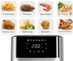Frit&uuml;&uuml;r Proficook hot air fryer PC-FR 1269 H stainless steel/black, 1,800 watts, 8-liter basket