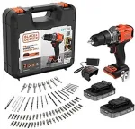 No name BLACK & DECKER 18V Impact Drill (with 2 x 18V 2.0Ah batteries with charge status indicator, 1A charger and 80 accessories) | BCD383D2XKA-QW | 2.0 Ah