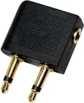 Logilink Audio adapter, 2x 3.5 mm 2-pin/M to 3.5 mm 3-pin/F, 90&deg; angled, black