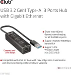 Club 3D Club3D Adapter USB 3.2 Typ A > 3x USB 3.2 Typ A/LAN retail