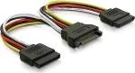 DELTACO Y toiteadapter 15-pin SATA toite jaoks, 2 k&otilde;vakettale, 1