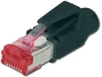 Digitus Professional - Netzwerkanschluss - RJ-45 (M) - abgeschirmt - CAT 6 - mit Knickschutz - Schwarz (A-MO6 8/8 HRS)