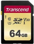 M&auml;lukaart Transcend SDXC 500S 64GB Class 10 UHS-I U3 V30
