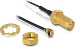DELOCK Antennenkabel RP-SMA Buchse zum Einbau zu I-PEX Inc., MHF&reg; I Stecker 1.13, 20 cm Gewindel&auml;nge 10 mm