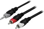 DELTACO helikaabel, 3,5 mm ha - 2xRCA ha 1 m