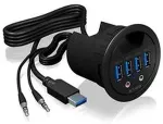 ICY BOX HUB Tisch-Hub 4x USB 3.0 Type-A mit Audio Ein-/Ausgang