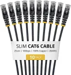 Startech 25CM BLACK SLIM CAT6 PACK .
