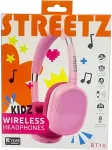 STREETZ Kids Bluetooth plush headphones mic, pink BT20-PNK / 6612133