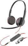 POLY HP Blackwire 3225 Stereo USB-C Headset +3.5mm Plug +USB-C/A Adapter (Bulk) (209747-201/209751-201)
