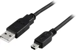 DELTACO USB 2.0 kaabel A-t&uuml;&uuml;pi isane - t&uuml;&uuml;p Mini B-isane 2m, must