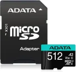 M&auml;lukaart A-DATA Memory card microSD Premier Pro 512 GB UHS1 U3 V30 A2 + adapter