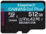 M&auml;lukaart Kingston Technology 512GB microSDXC Canvas Go Plus Gen4 200R A2 U3 Single Pack w/o ADP