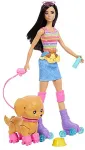 Barbie Pets Skate and Run Brunette Doll with Puppy, Skates, and Accessories