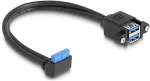DeLOCK Kabel USB 5 Gbps Pfostenbuchse 90&deg; gewinkelt zu 2 x USB 5 Gbps Typ-A Buchse zum Einbau 50 cm