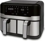 Frit&uuml;&uuml;r HEINRICH'S Heinrich&lsquo;&rsquo;s HFR 8214 Double hot air fryer 2 x 4.5 l = 9.0 l 1300-2400 W Black - Silver