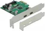 V&otilde;rgukaart DeLOCK PCIe x1 Card (2x USB Type-CUSB3.2 Gen1) inklusive Low-Profile Slotblech