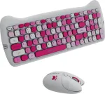 Klaviatuur Canyon HSET-W6 EN Keyboard+Mouse Kitty Edition AAA+АА Wireless Pink