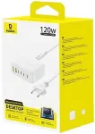 BASEUS Laadimisjaam Power Station EnerFill FH21 (GaN) 6-&uuml;hes QC, C+C+C+C+U+U, 120W 1,5m seinakabliks White (E0120T01)