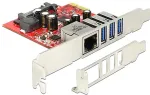 V&otilde;rgukaart DeLOCK PCI Express x1 Karte zu 3 x extern USB 5 Gbps + 1 x extern Gigabit LAN - Low Profile Formfaktor