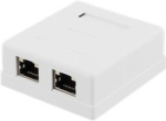 DELTACO Shielded network socket, Surface UTP 2xRJ45, Cat6 white/ VR-218