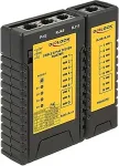 DELOCK cable tester RJ45 / RJ12 / PoE, Cable Tester&nbsp;(black / yellow)