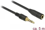 DELOCK Klinkenverl&auml;ngerungskabel 3,5 mm 4 Pin Stecker zu Buchse 5 m schwarz