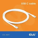 Club 3D Club3D Lifestyle USB-C Kabel PD 240W,20Gbps 2m wei&szlig; St/St retail