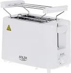 Adler | Toaster | AD 3223 | Power 750 W | Number of slots 2 | Housing material Plastic | White