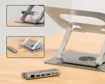 UNITEK Adjustable laptop stand + USB-C HDMI hub D1109B01 PD 100W