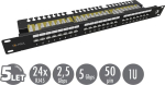 Solarix 19" patch panel 24 x RJ45 CAT6 UTP with 1U mounting rail SX24L-6-UTP-BK-N