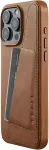 Mujjo Kaitse&uuml;mbris kaarditaskuga Apple iPhone 15 Pro Max, pruun, MagSafe, naturaalsest nahast,