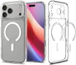 SPIGEN &Uuml;mbris Ultra Hybrid (MagFit), Apple iPhone 17 Pro Max, l&auml;bipaistev valge MagSafe ringiga,