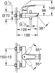 GROHE Eurosmart Single-Lever Bath/Shower Mixer, 1/2