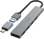 Hama USB jagaja 4 pesa USB 3.0 Ultra-Slim + USB-C Adapter