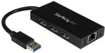 V&otilde;rgukaart Startech .com 3 Port Portable USB3.0 Hub with Gigabit Ethernet Adapter NIC - Hub - 3 x SuperSpeed USB3.0 + 1 x 10/100/1000 - Desktop (ST3300GU3B)