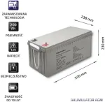 QOLTEC 53069 AGM battery | 12V | 200Ah | max. 3000A