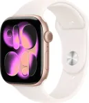APPLE I&scaron;manusis laikrodis &bdquo; Watch Series 11 GPS&ldquo;, 46 mm, rožinio aukso spalvos aliuminio dėklas su &scaron;viesiai melsvu sportiniu dirželiu &ndash; S/M