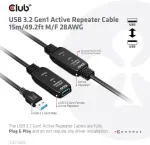 Club 3D CAC-1406 USB-A 3.2 Gen1 aktiv forl&aelig;ngerkabel 15m Sort