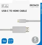 Deltaco USB-C kuni HDMI-kaabel, 1m, 4K@60Hz, vit