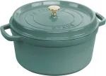 Staub Round Cast Iron Pot - 6.7 ltr, Eucalyptus
