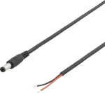 DELTACO 5,5x2,1 mm alalisvoolu avatud juhtmega, 2m, 20AWG, must