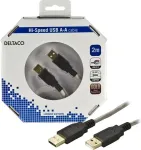 DELTACO Kaabel USB 2.0 "A-A", 2.0m, valge-must / USB2-8-K
