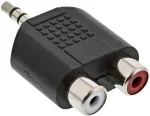 INLINE Audio Adapter - 3,5mm Stereo Klinken Stecker auf 1x Cinch Buchse rechtes Signal und 1x Cinch Buchse linkes Signal (99302)