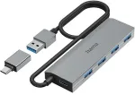 HAMA 00200138 interface hub USB 3.2 Gen 1 (3.1 Gen 1) Type-A + Type-C 5000 Mbit/s Anthracite, Grey