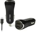 Beline Car charger 2xUSB + USB-C 2,1A black