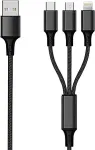 2GO USB 3in1 Ladekabel Micro-USB/Ligntn/USB-C Nylon 150cm sw