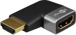 Goobay 72010 HDMI Angled Adapter 90&deg; Horizontal, 8K at 60 Hz, Gold-Plated, Black/Silver