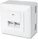 Digitus CAT.6A data connection socket, surface-mounted, shielded, 2x RJ-45 LSA (white, 5 pieces, class E)